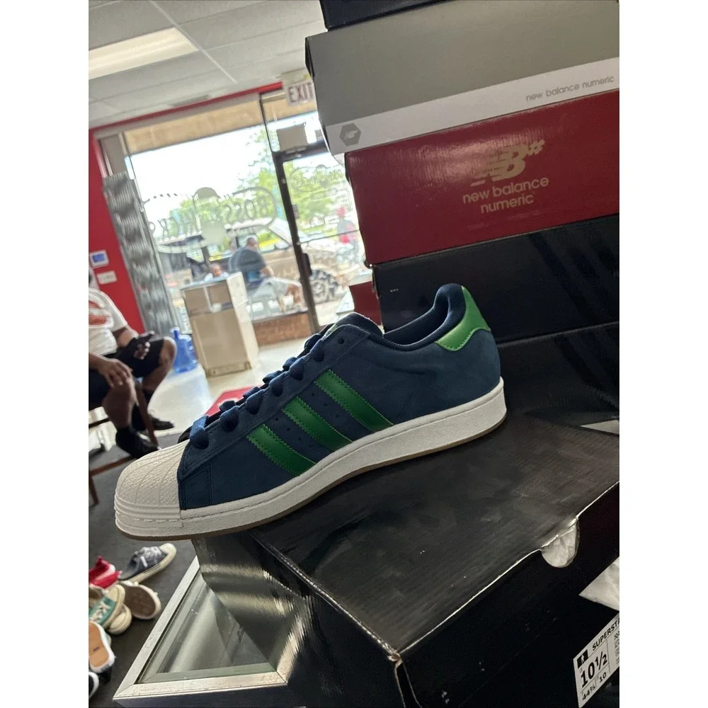adidas Superstar ADV Mens Blue Green Sneakers Athletic Shoes JQ2098 Sz 10.5 NEW
